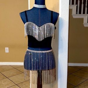 Brand-New Rhinestone and Gold Dazzle Skirt